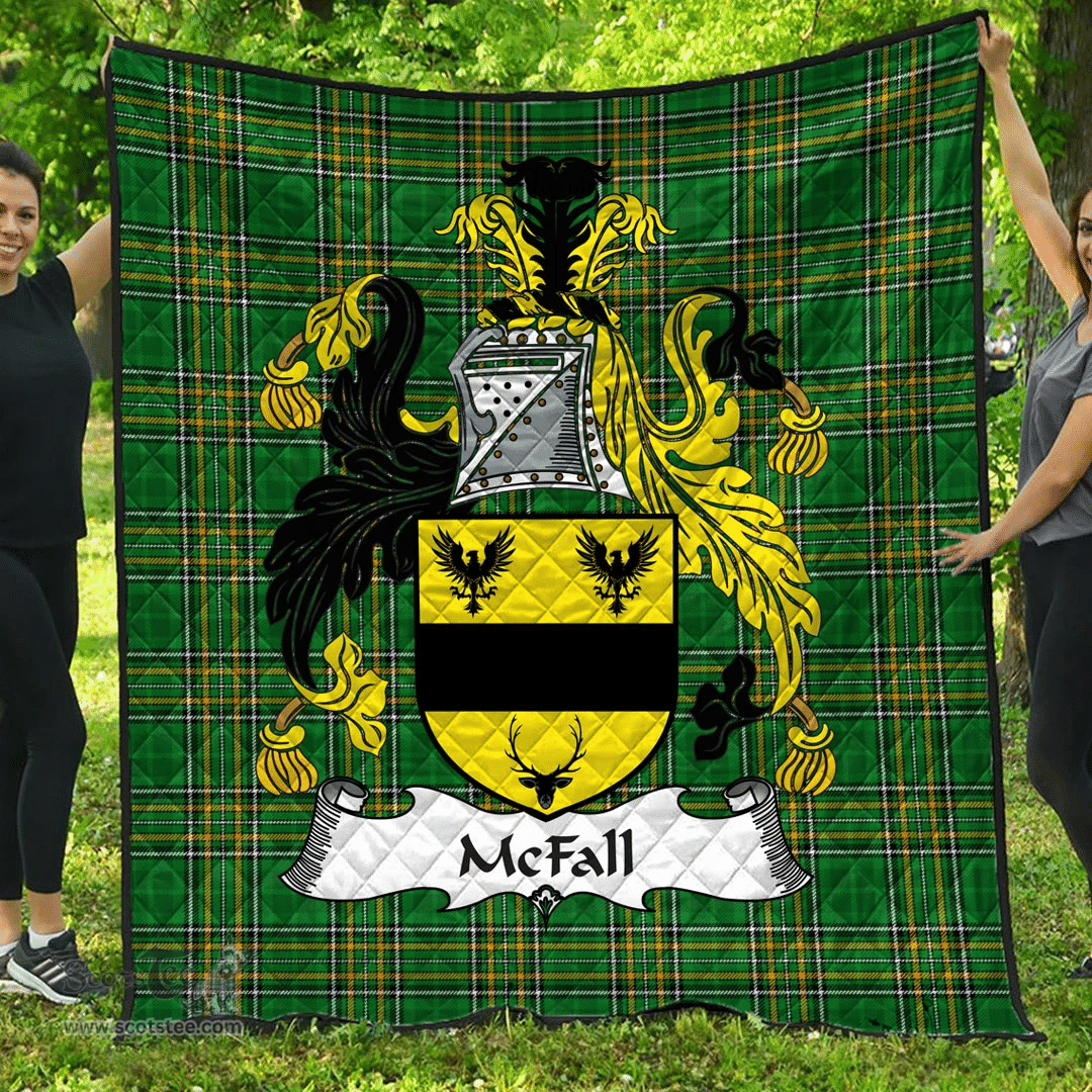 Scottish Mcfall Irish Coat of Arms Family Crest Quilt Irish National Tartan Irish County Quilts