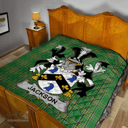 Scottish Jackson Irish Coat of Arms Family Crest Quilt Irish National Tartan Irish County Quilts