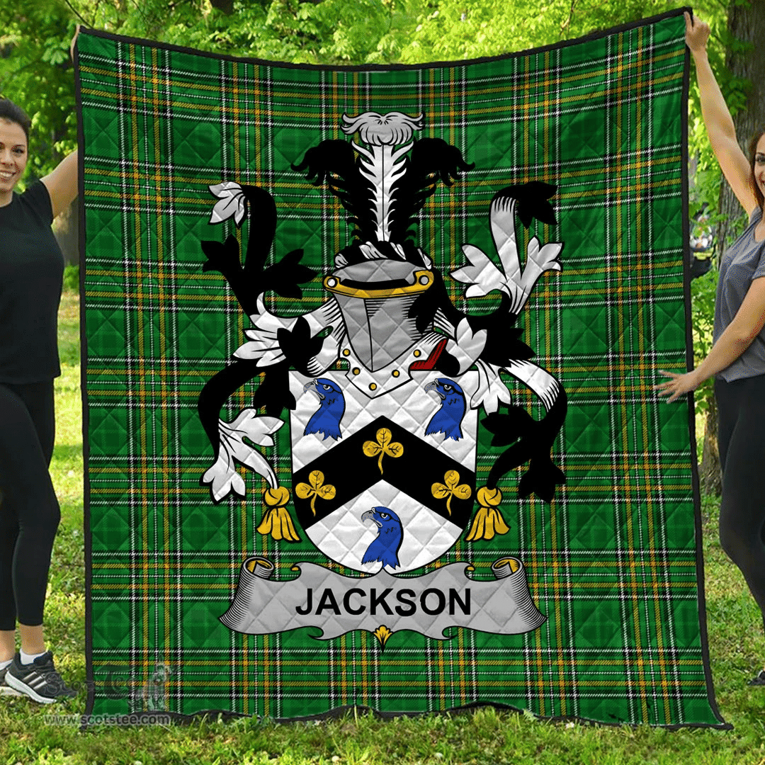 Scottish Jackson Irish Coat of Arms Family Crest Quilt Irish National Tartan Irish County Quilts