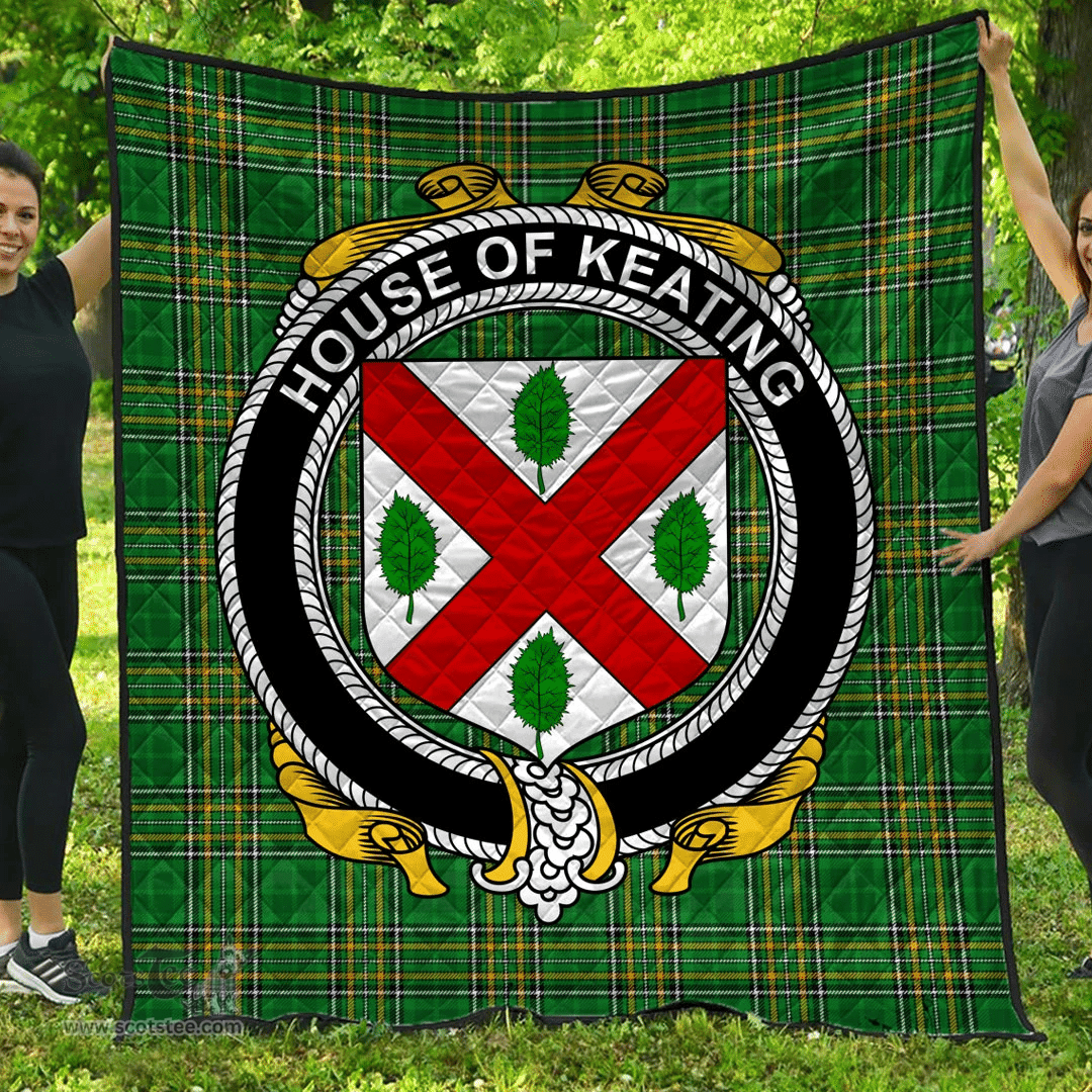 Scottish House Of Keating Irish Coat of Arms Family Crest Quilt Irish National Tartan Irish County Quilts