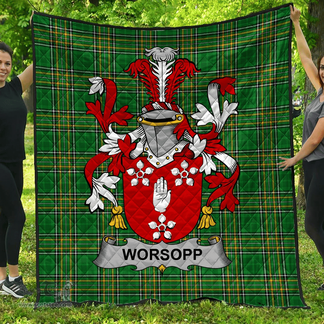 Scottish Worsopp Irish Coat of Arms Family Crest Quilt Irish National Tartan Irish County Quilts