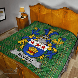 Scottish Bevens Irish Coat of Arms Family Crest Quilt Irish National Tartan Irish County Quilts