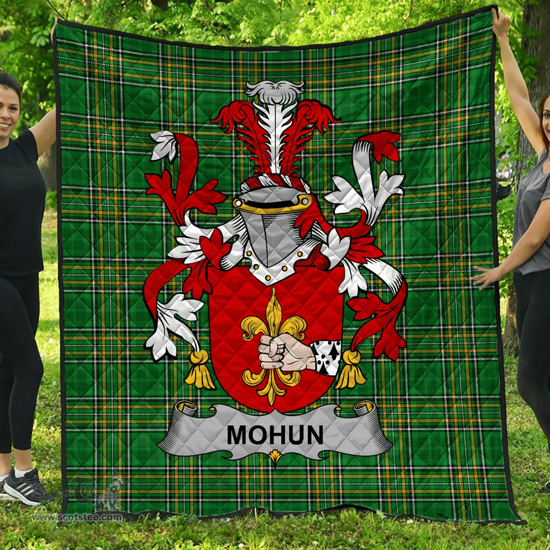 Scottish Mohun Or Mohan Irish Coat of Arms Family Crest Quilt Irish National Tartan Irish County Quilts
