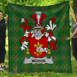 Scottish Mohun Or Mohan Irish Coat of Arms Family Crest Quilt Irish National Tartan Irish County Quilts