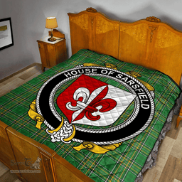 Scottish House Of Sarsfield Irish Coat of Arms Family Crest Quilt Irish National Tartan Irish County Quilts