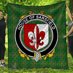 Scottish House Of Sarsfield Irish Coat of Arms Family Crest Quilt Irish National Tartan Irish County Quilts