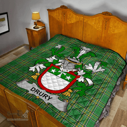 Scottish Drury Or Mcdrury Irish Coat of Arms Family Crest Quilt Irish National Tartan Irish County Quilts