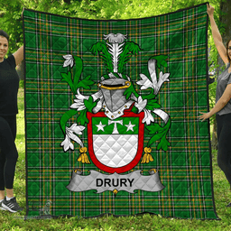 Scottish Drury Or Mcdrury Irish Coat of Arms Family Crest Quilt Irish National Tartan Irish County Quilts