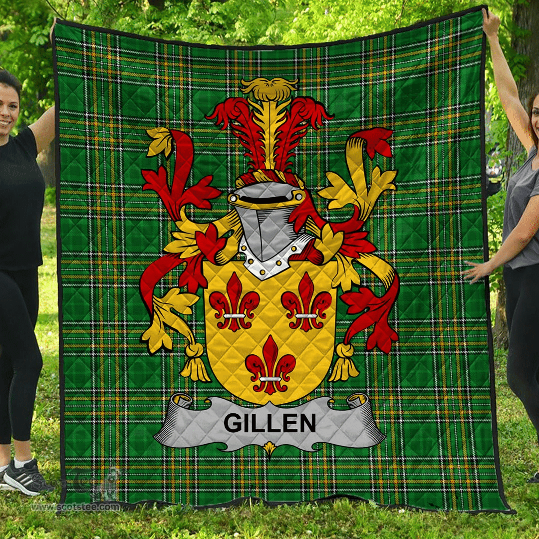 Scottish Gillen Or O'Gillen Irish Coat of Arms Family Crest Quilt Irish National Tartan Irish County Quilts