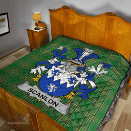 Scottish Scanlon Or O'Scanlan Irish Coat of Arms Family Crest Quilt Irish National Tartan Irish County Quilts