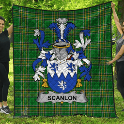 Scottish Scanlon Or O'Scanlan Irish Coat of Arms Family Crest Quilt Irish National Tartan Irish County Quilts