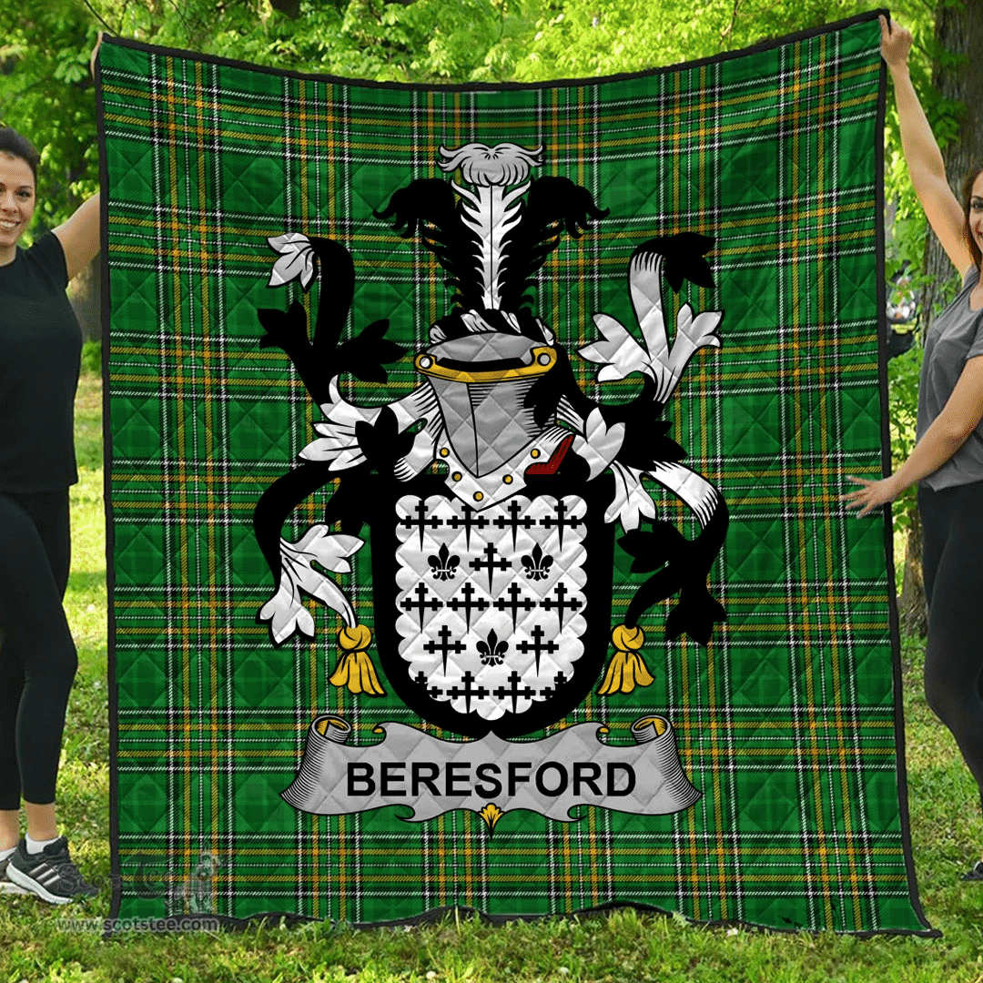 Scottish Beresford Irish Coat of Arms Family Crest Quilt Irish National Tartan Irish County Quilts