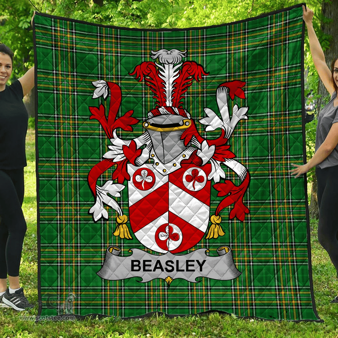 Scottish Beasley Irish Coat of Arms Family Crest Quilt Irish National Tartan Irish County Quilts