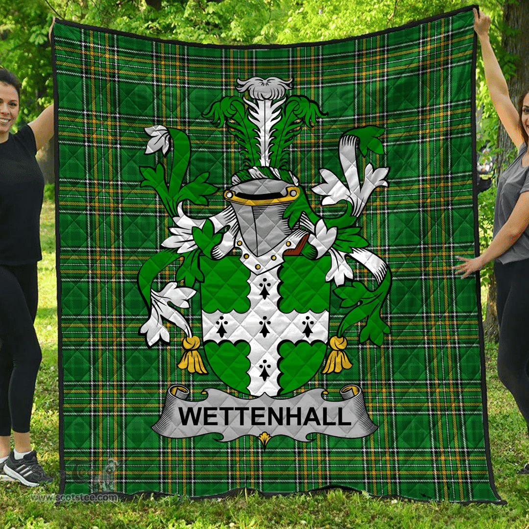 Scottish Wettenhall Irish Coat of Arms Family Crest Quilt Irish National Tartan Irish County Quilts
