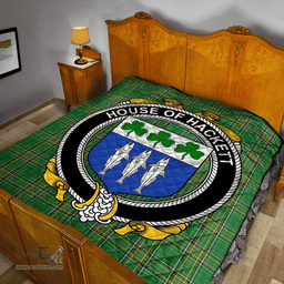 Scottish House Of Hackett Irish Coat of Arms Family Crest Quilt Irish National Tartan Irish County Quilts