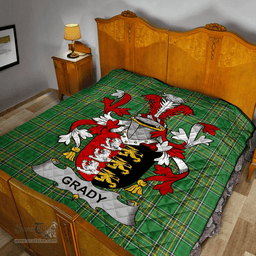 Scottish Grady Or O'Grady Irish Coat of Arms Family Crest Quilt Irish National Tartan Irish County Quilts