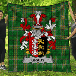 Scottish Grady Or O'Grady Irish Coat of Arms Family Crest Quilt Irish National Tartan Irish County Quilts