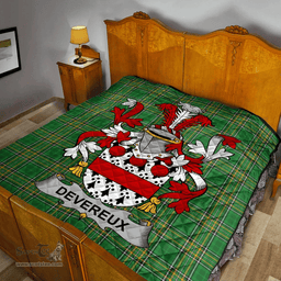 Scottish Devereux Irish Coat of Arms Family Crest Quilt Irish National Tartan Irish County Quilts