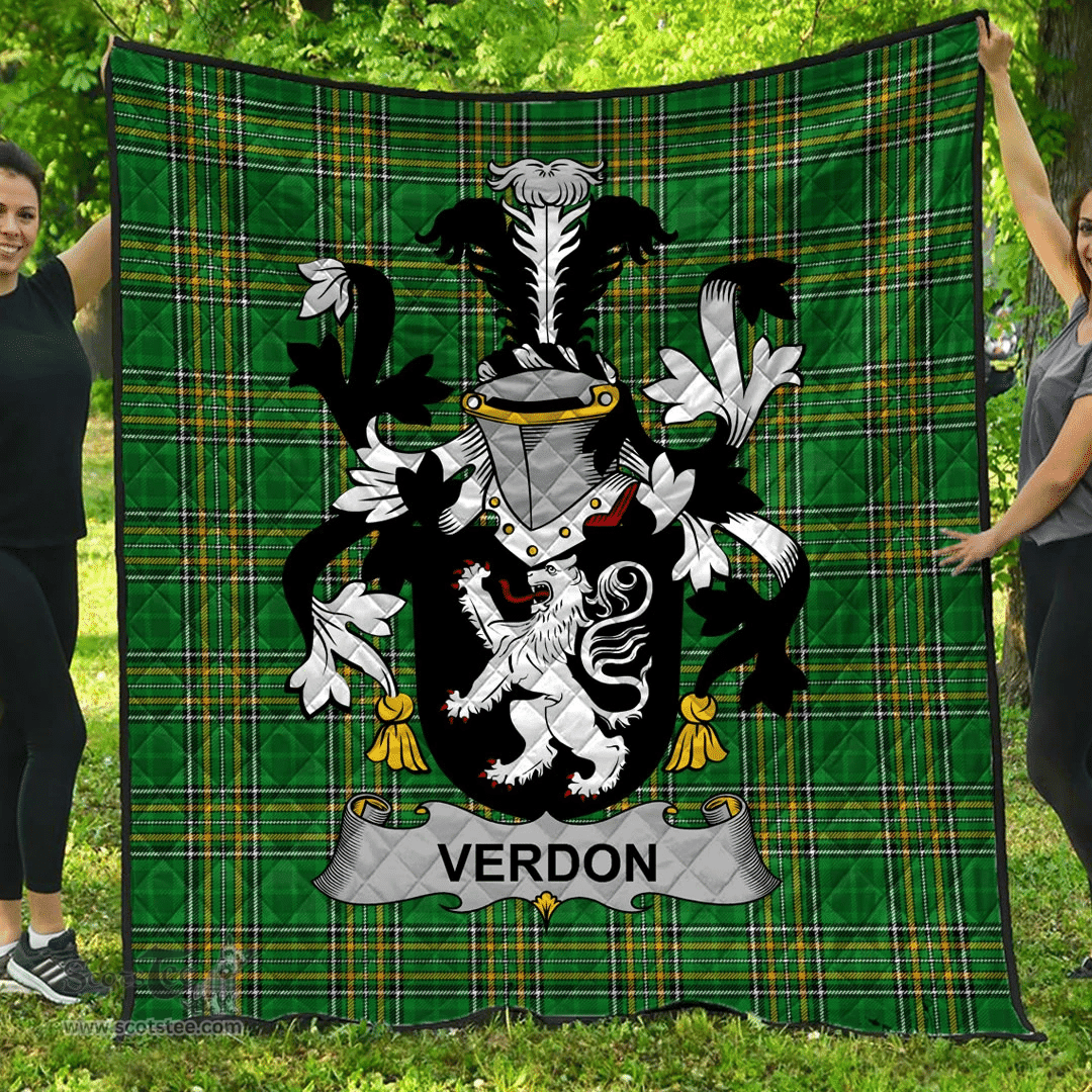 Scottish Verdon Irish Coat of Arms Family Crest Quilt Irish National Tartan Irish County Quilts