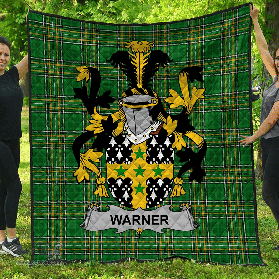Scottish Warner Irish Coat of Arms Family Crest Quilt Irish National Tartan Irish County Quilts