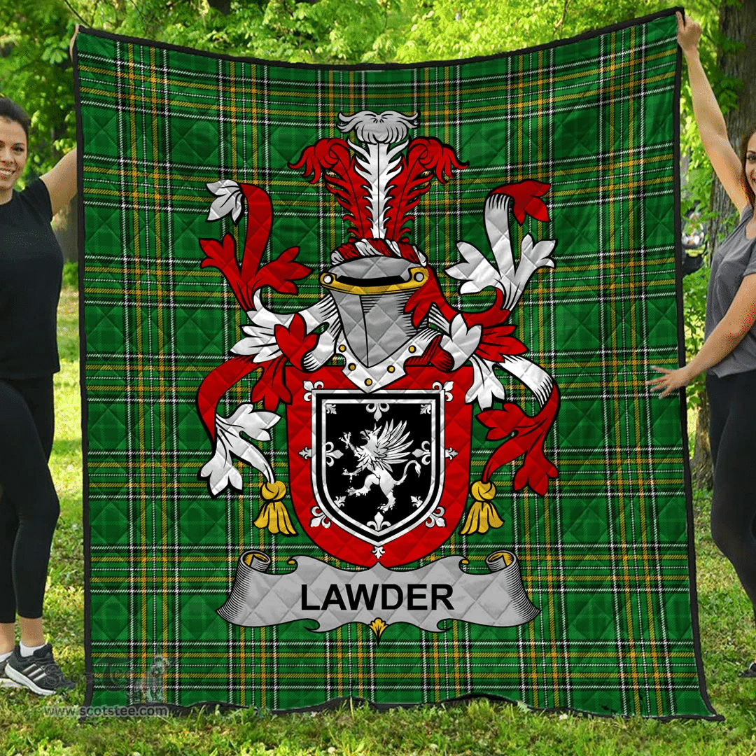 Scottish Lawder Or Lauder Irish Coat of Arms Family Crest Quilt Irish National Tartan Irish County Quilts
