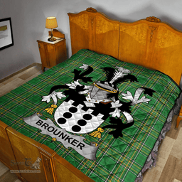 Scottish Brounker Irish Coat of Arms Family Crest Quilt Irish National Tartan Irish County Quilts