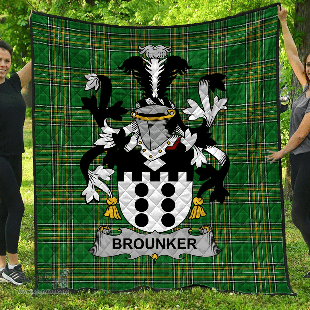 Scottish Brounker Irish Coat of Arms Family Crest Quilt Irish National Tartan Irish County Quilts