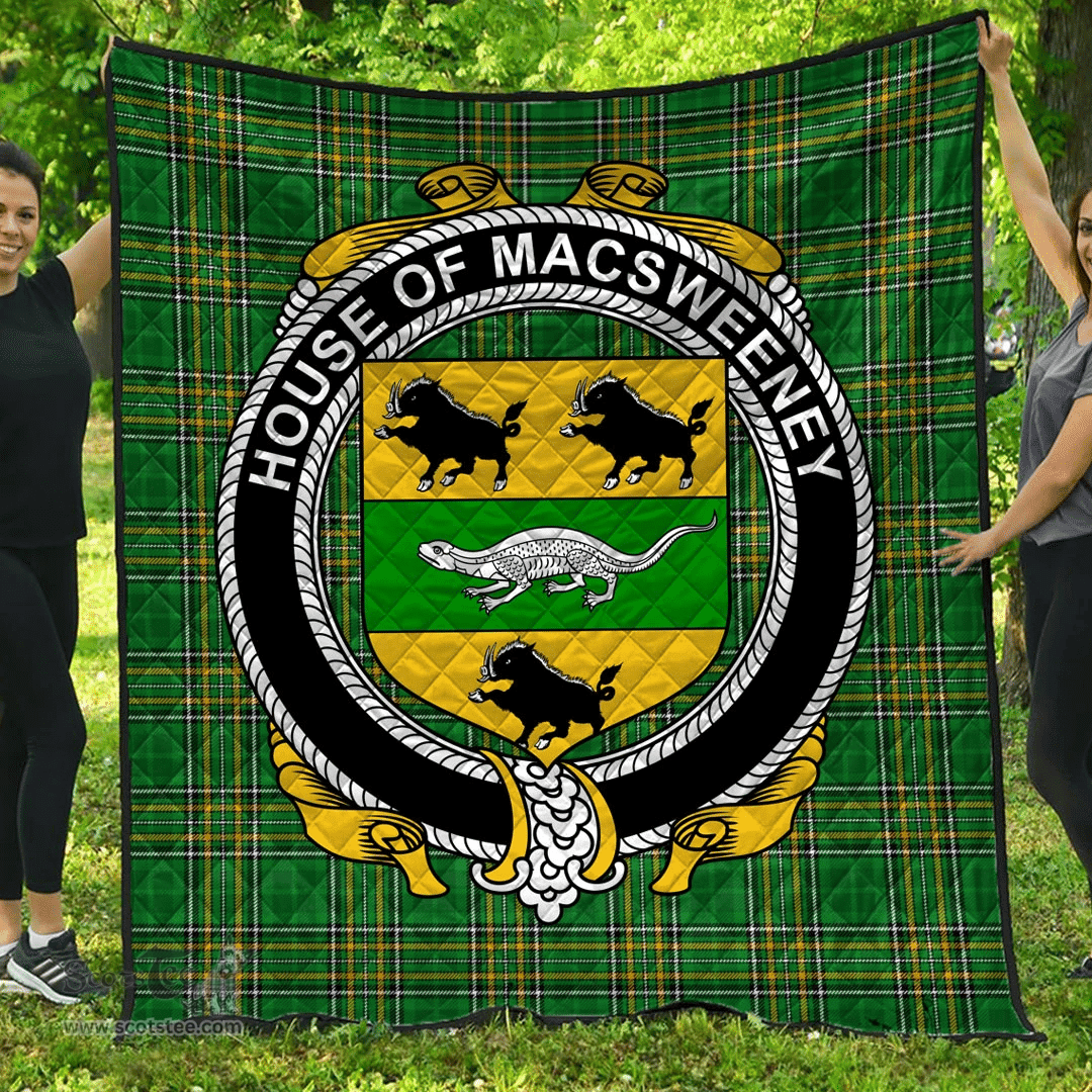 Scottish House Of Macsweeney Irish Coat of Arms Family Crest Quilt Irish National Tartan Irish County Quilts