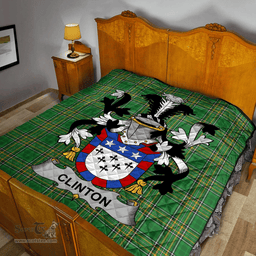 Scottish Clinton Irish Coat of Arms Family Crest Quilt Irish National Tartan Irish County Quilts