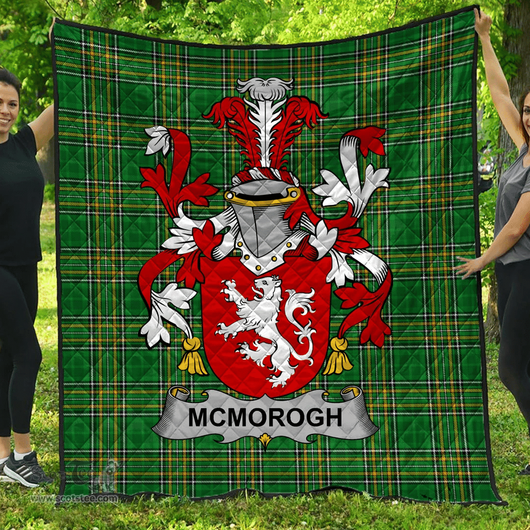 Scottish Mcmorogh Or Mcmorrow Irish Coat of Arms Family Crest Quilt Irish National Tartan Irish County Quilts