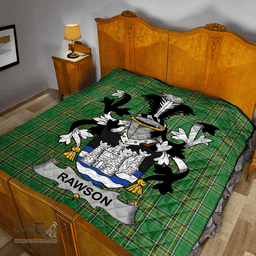 Scottish Rawson Irish Coat of Arms Family Crest Quilt Irish National Tartan Irish County Quilts