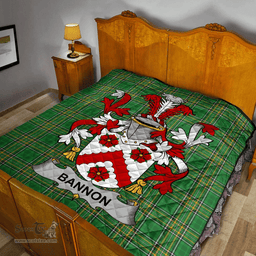 Scottish Bannon Or O'Bannon Irish Coat of Arms Family Crest Quilt Irish National Tartan Irish County Quilts
