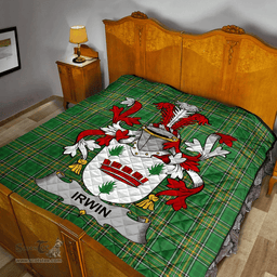 Scottish Irwin Irish Coat of Arms Family Crest Quilt Irish National Tartan Irish County Quilts