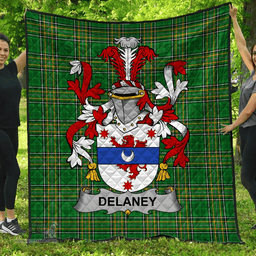 Scottish Delaney Or O'Delany Irish Coat of Arms Family Crest Quilt Irish National Tartan Irish County Quilts