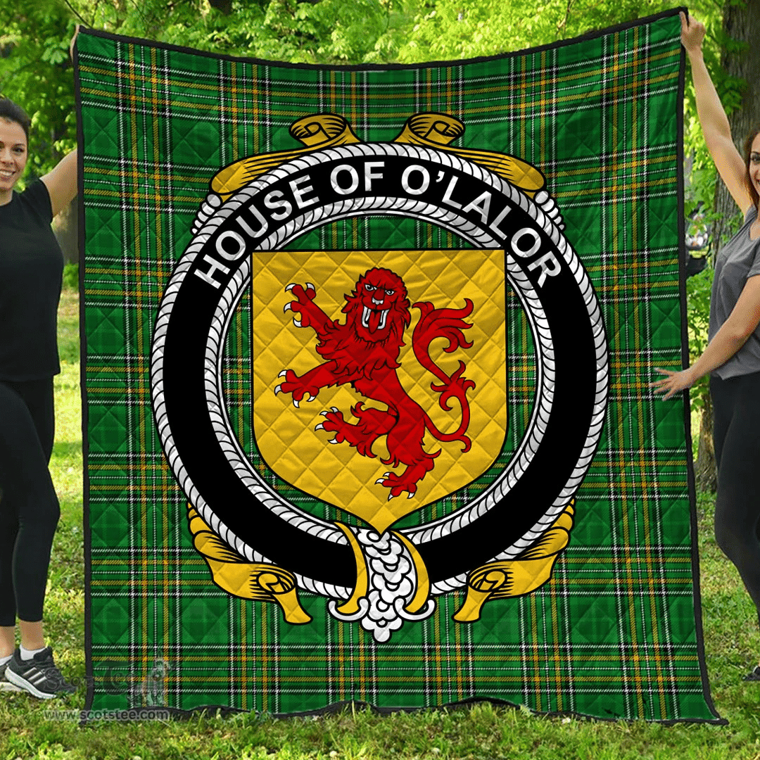 Scottish House Of O'Lalor Irish Coat of Arms Family Crest Quilt Irish National Tartan Irish County Quilts
