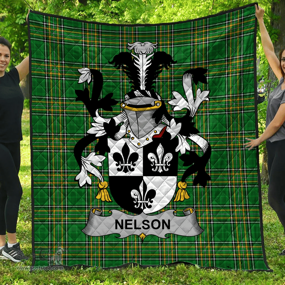 Scottish Nelson Or Nealson Irish Coat of Arms Family Crest Quilt Irish National Tartan Irish County Quilts