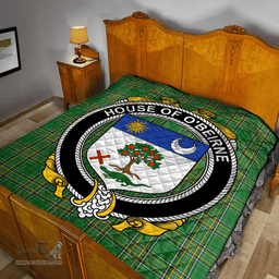 Scottish House Of O'Beirne Irish Coat of Arms Family Crest Quilt Irish National Tartan Irish County Quilts