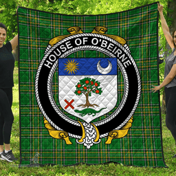 Scottish House Of O'Beirne Irish Coat of Arms Family Crest Quilt Irish National Tartan Irish County Quilts