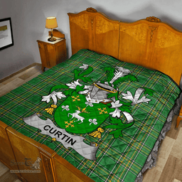 Scottish Curtin Or Mccurtin Irish Coat of Arms Family Crest Quilt Irish National Tartan Irish County Quilts