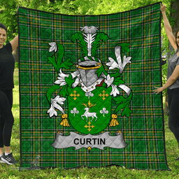 Scottish Curtin Or Mccurtin Irish Coat of Arms Family Crest Quilt Irish National Tartan Irish County Quilts