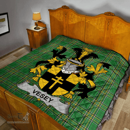 Scottish Vesey Irish Coat of Arms Family Crest Quilt Irish National Tartan Irish County Quilts