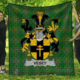 Scottish Vesey Irish Coat of Arms Family Crest Quilt Irish National Tartan Irish County Quilts