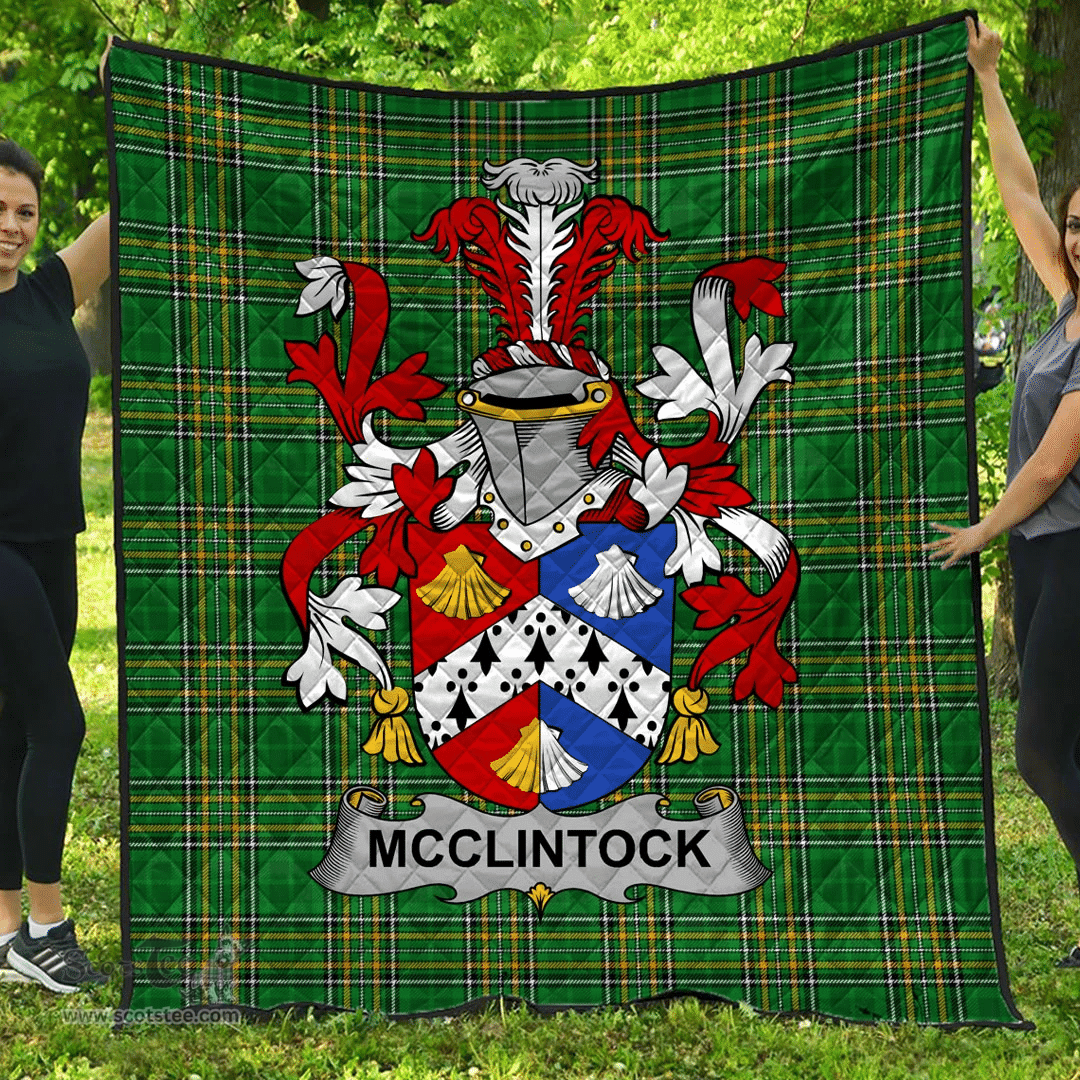 Scottish Mcclintock Irish Coat of Arms Family Crest Quilt Irish National Tartan Irish County Quilts