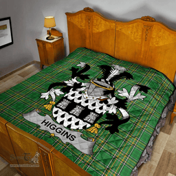 Scottish Higgins Irish Coat of Arms Family Crest Quilt Irish National Tartan Irish County Quilts