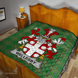 Scottish Wellesby Irish Coat of Arms Family Crest Quilt Irish National Tartan Irish County Quilts