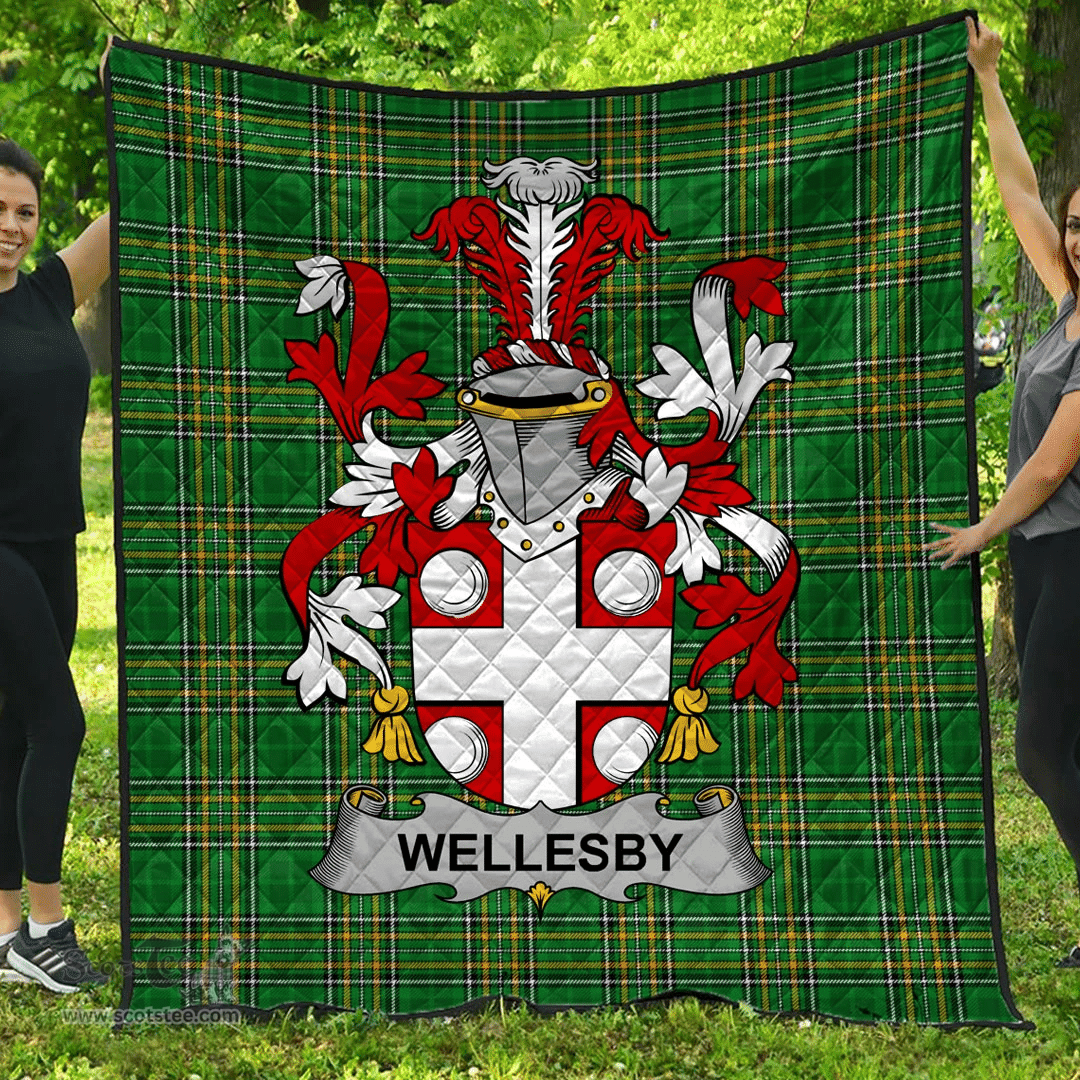 Scottish Wellesby Irish Coat of Arms Family Crest Quilt Irish National Tartan Irish County Quilts
