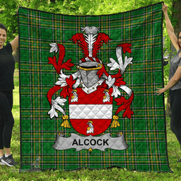 Scottish Alcock Irish Coat of Arms Family Crest Quilt Irish National Tartan Irish County Quilts