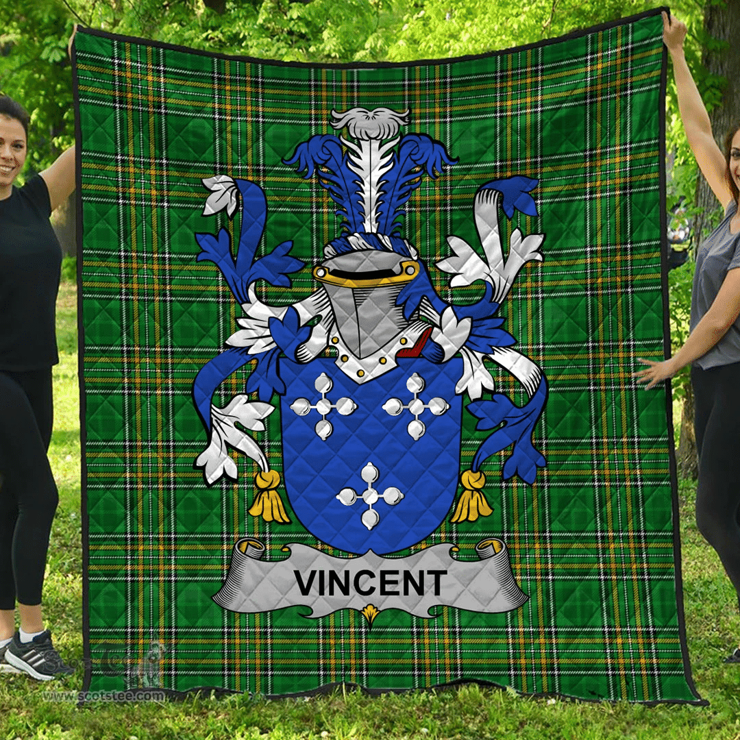 Scottish Vincent Irish Coat of Arms Family Crest Quilt Irish National Tartan Irish County Quilts