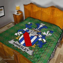 Scottish Annesley Irish Coat of Arms Family Crest Quilt Irish National Tartan Irish County Quilts