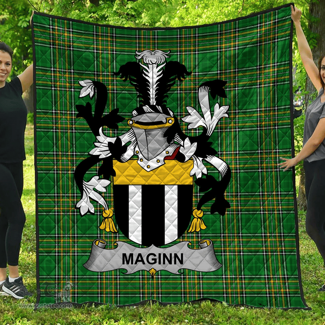 Scottish Maginn Or Ginn Irish Coat of Arms Family Crest Quilt Irish National Tartan Irish County Quilts